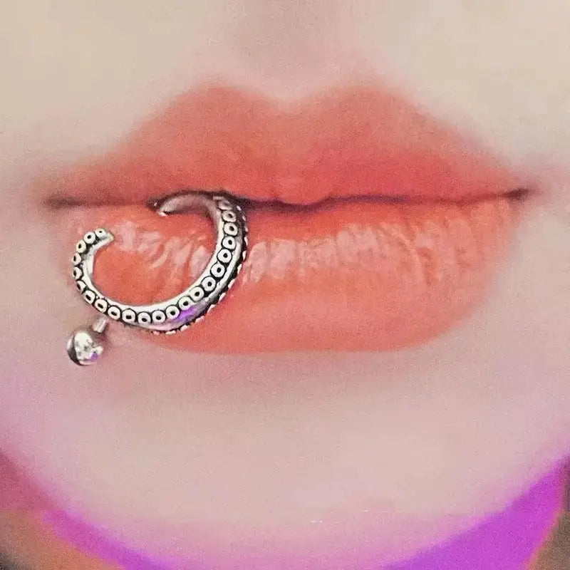 Titanium Steel Tentacle Lip Ring - Punk Piercing Jewelry