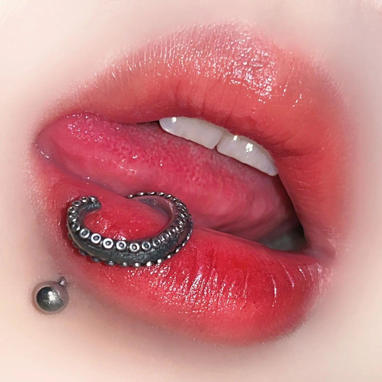 Titanium Steel Tentacle Lip Ring - Punk Piercing Jewelry